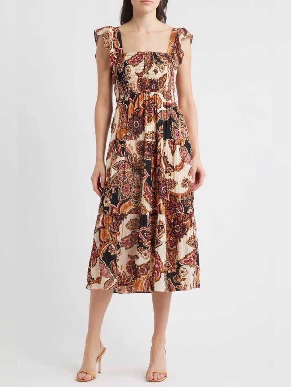 Vince Camuto Paisley Tiered Midi Sundress